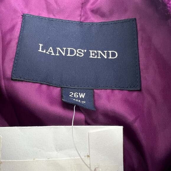 Lands End Womens Fuchsia Boiled Wool Blend Button Up Lined Coat Size 26 W NEW - Picture 8 of 9